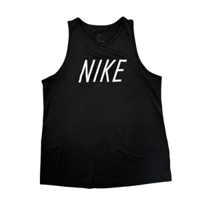 Women’s Nike Dri-Fit Black Sleeveless Fitness Tank Top White Logo Size Small
